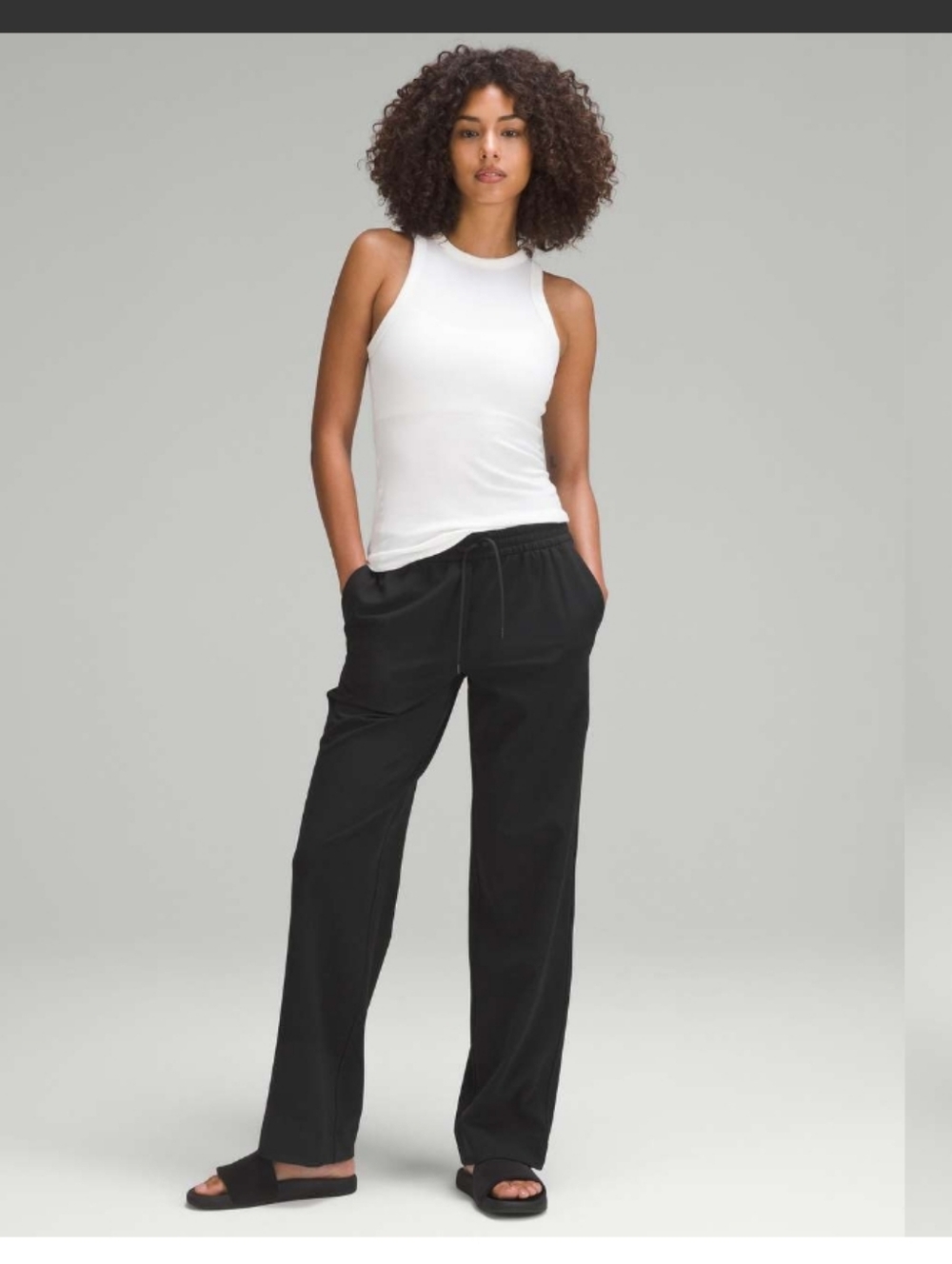 lululemon athletica Black Straight-Leg Luxtreme Drawstring Pants-Mid Rise